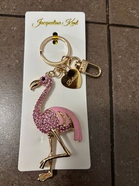 Jacqueline Kent Pink Flamingo Key Chain or Purse Charm - Believe Heart